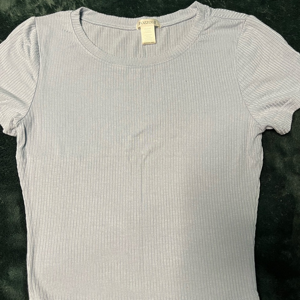 Women's Ribbed light baby blue top
